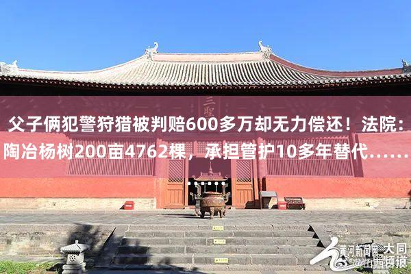 父子俩犯警狩猎被判赔600多万却无力偿还！法院：陶冶杨树200亩4762棵，承担管护10多年替代……